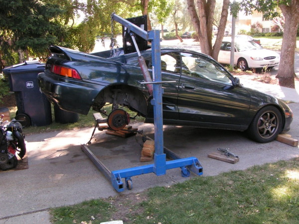 MR2 engine swap in driveway
